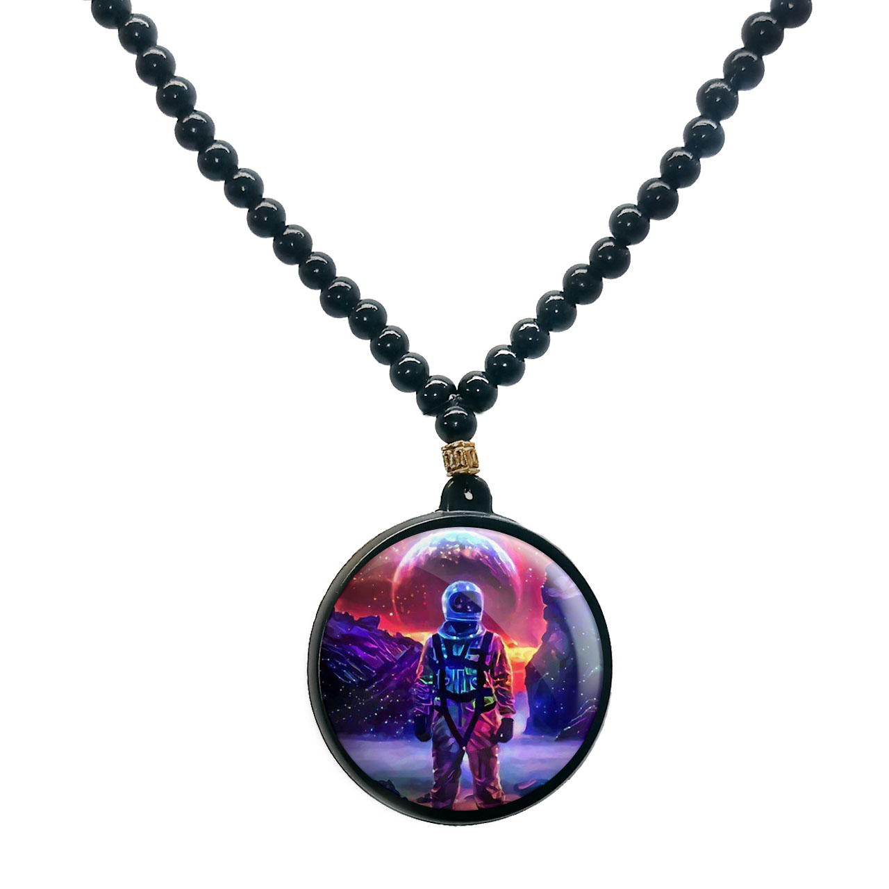 گردنبند پرمانه طرح فضانورد کد pmd.10396 مدل دو طرفه