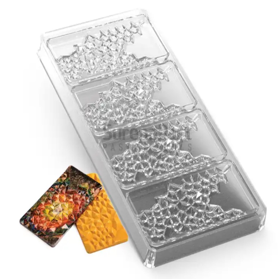 قالب پلی کربنات طرح شکلات تبلتی سنگ کد 57 ابعاد قالب 28 در 12.5 سانت ارتفاع 2.5 سانت