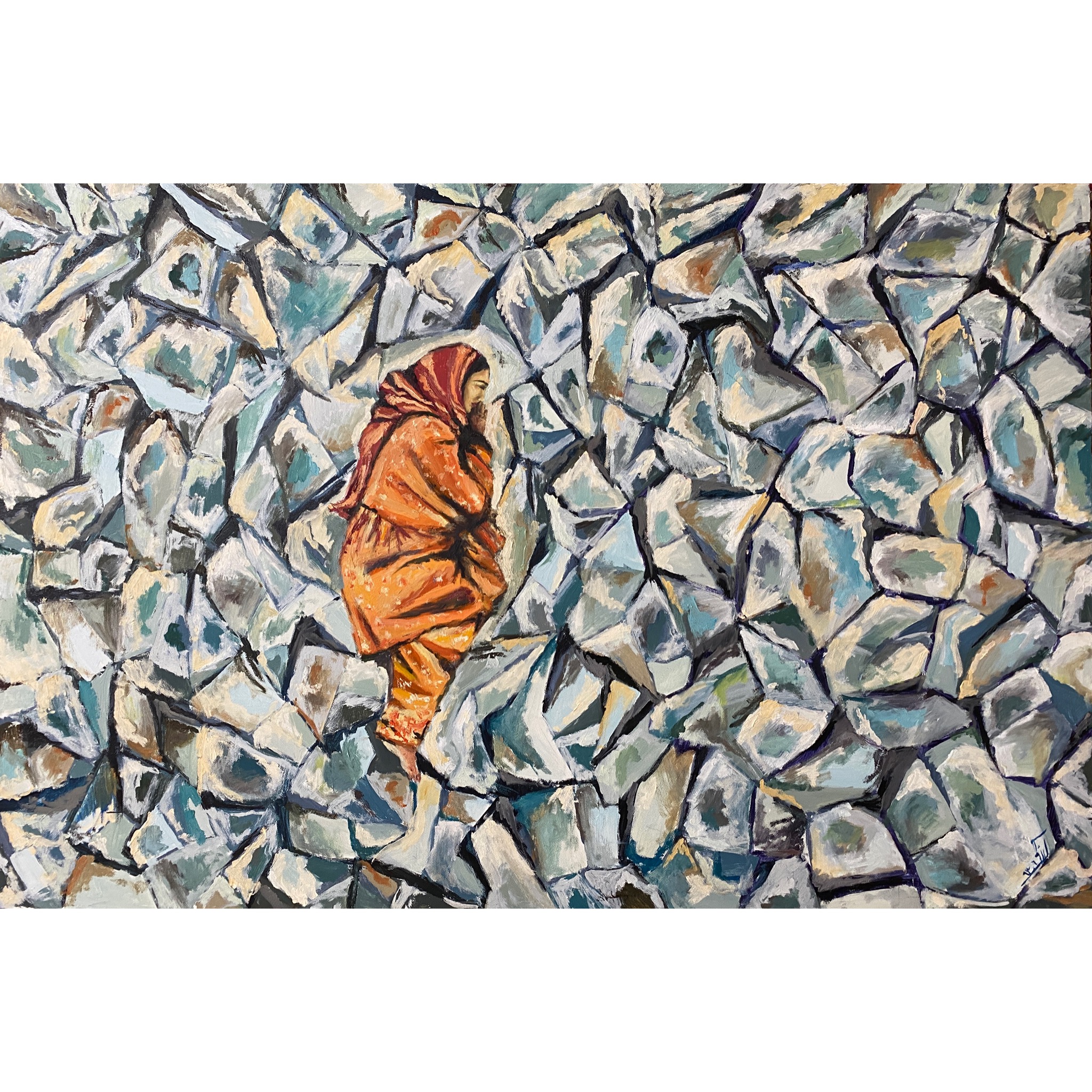 تابلو نقاشي رنگ روغن طرح دل شكسته