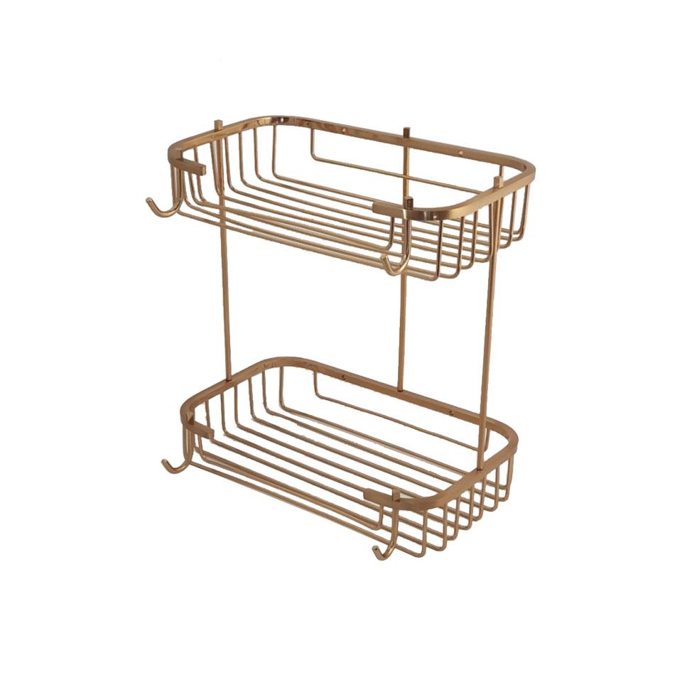قفسه حمام مدل برنجی دو طبقه