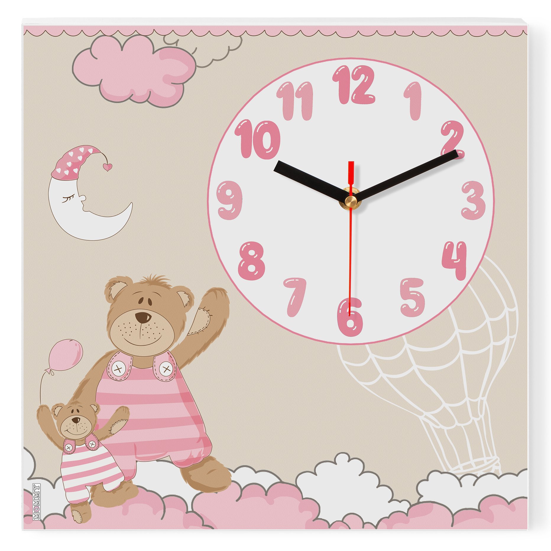 ساعت دیواری کودک MOMMY طرح خرس و خانواده کد 2352