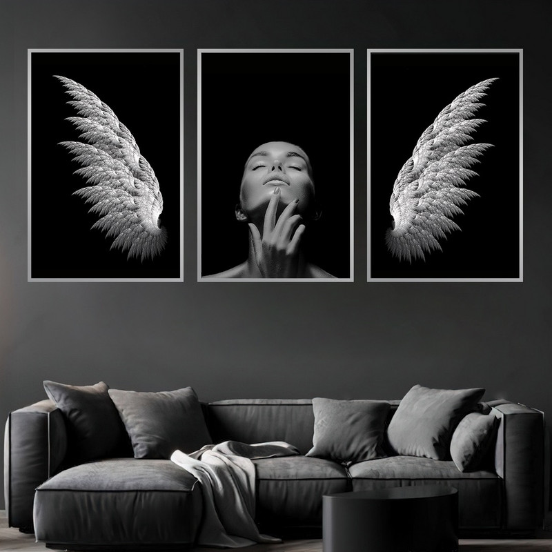 تابلو بکلیت طرح بال پرواز و فرشته مدل SI-796 مجموعه 3 عددی | دنیای قاب
