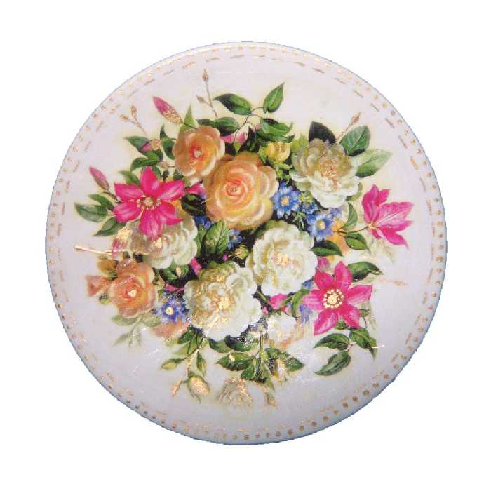 بشقاب دیوار کوب سفالی طرح بوته گل  کد KSD01 مجموعه دو عددی