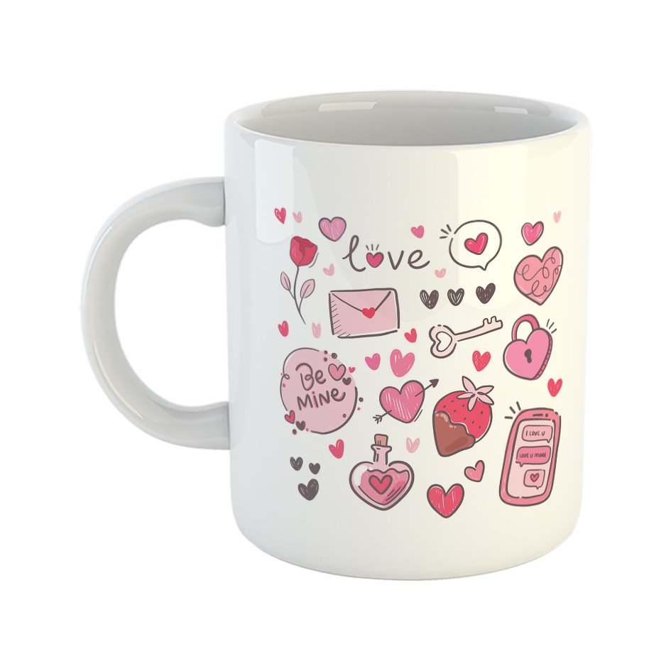 ماگ طرح لاو و قلب و شکلات