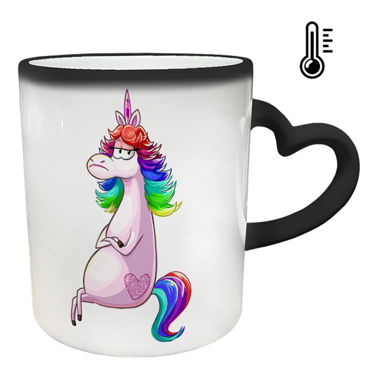 ماگ حرارتی مدل دسته قلبی طرح یونیکورن کد 27