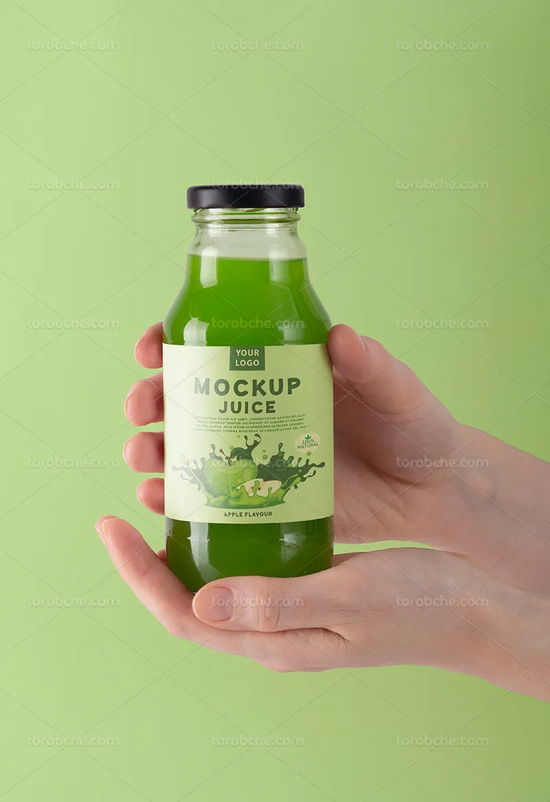 موکاپ بطری آبمیوه برای طراحی | گرافیک با طعم تربچه