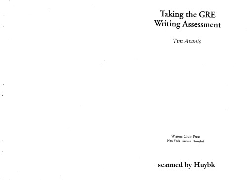 خرید و دانلود نسخه کامل کتاب Taking the Gre Writing Assessment