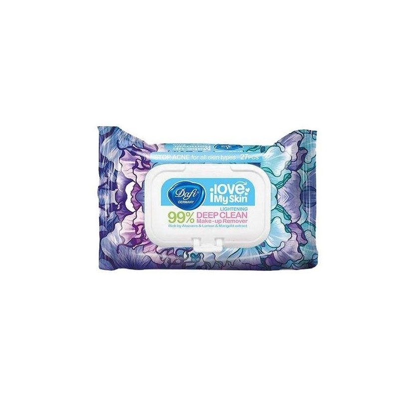 دستمال مرطوب آرایشی مدل Stop ACNE طرح گل های آبی دافی 50 عددی