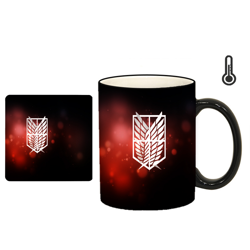   ماگ حرارتی طرح انیمه اتک آن تایتان کد h29 به همراه زیرلیوانی 