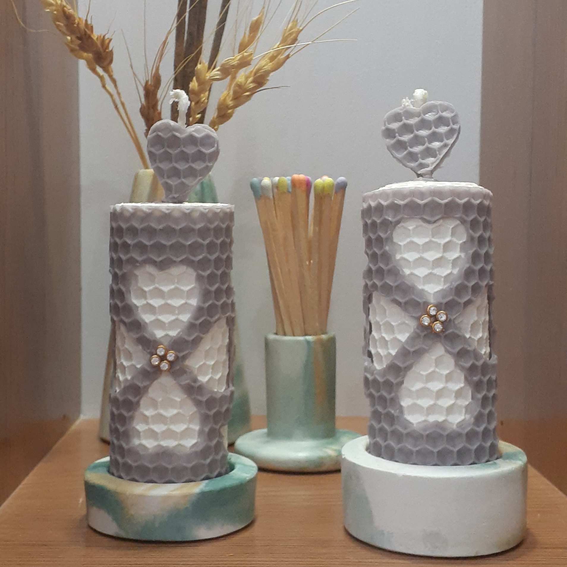 شمع موم عسلی دکوری