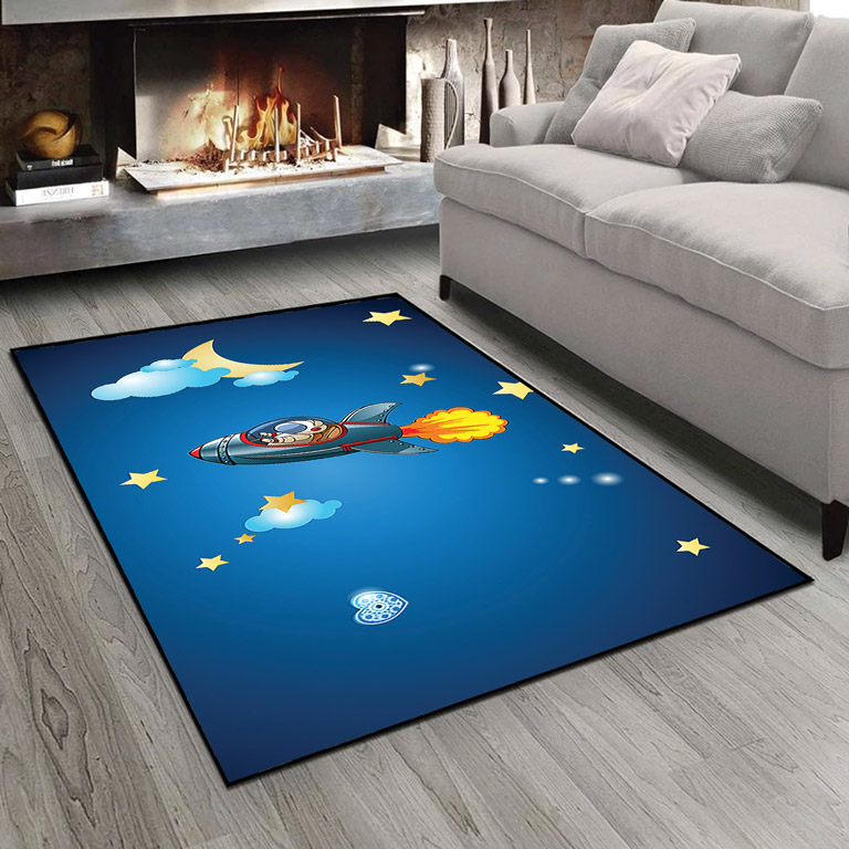 فرشینه طرح گرافیکی فضانورد و موشک و آسمان شب PK-4556a