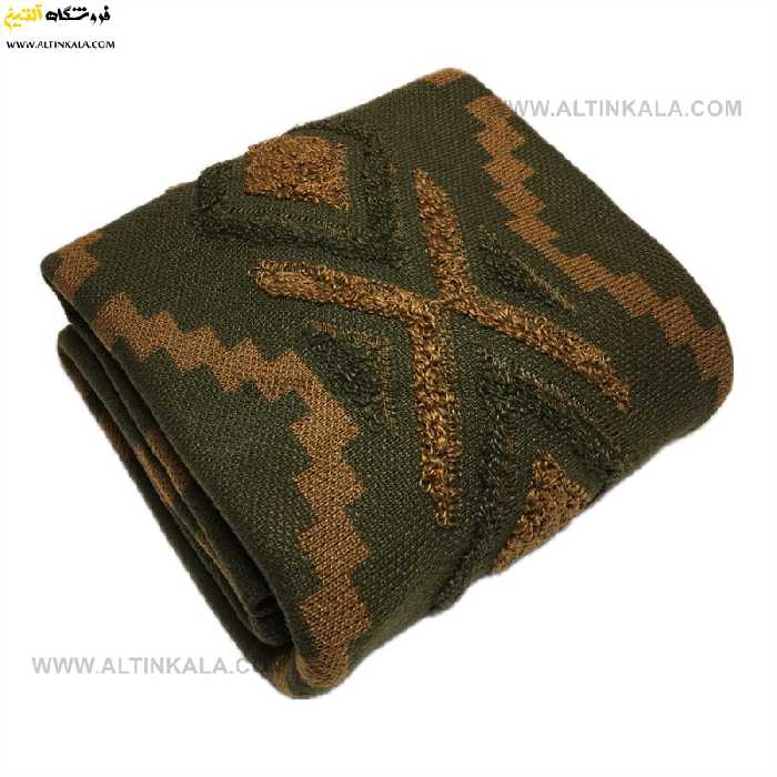 شال مبل بافت سوپر (تراکم بالا) طرح پانچو سایز 150×200 سبز یشمی