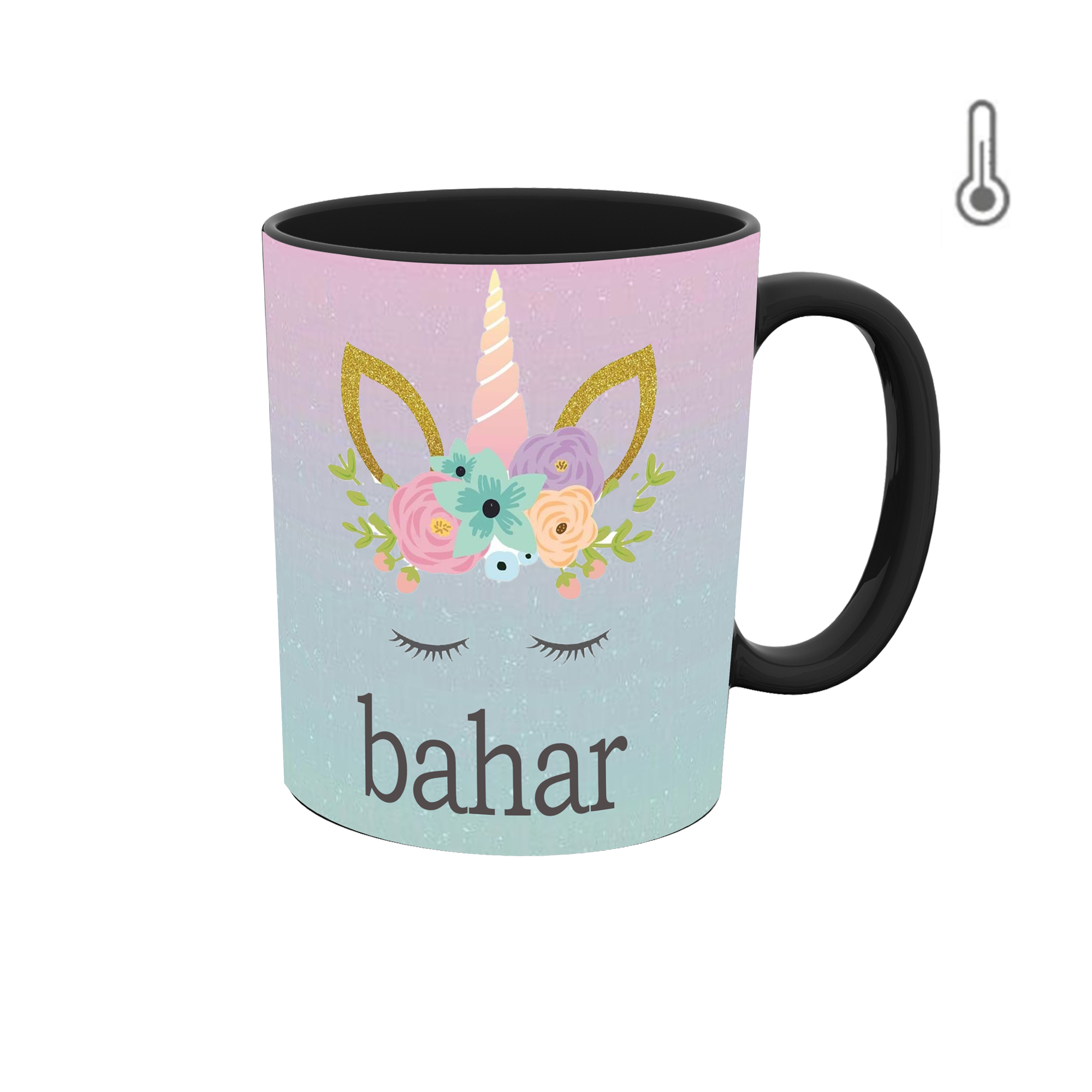 ماگ حرارتی طرح اسم بهار مدل unicorn یونیکورن