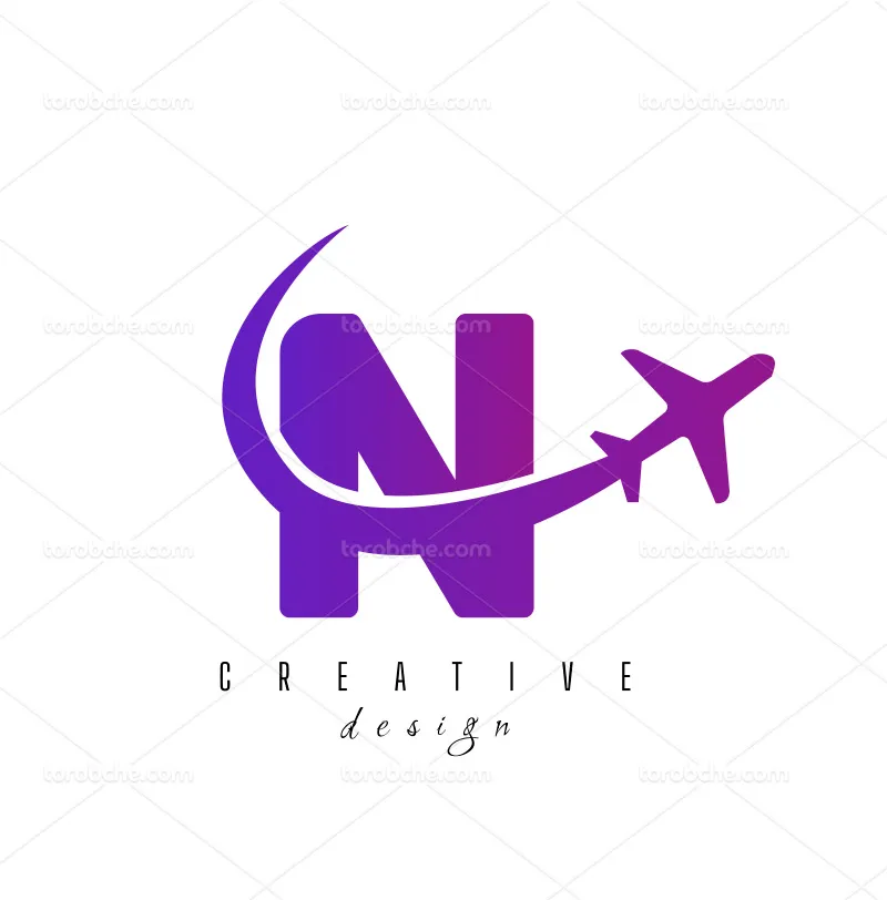 لوگو حرف N بنفش | گرافیک با طعم تربچه