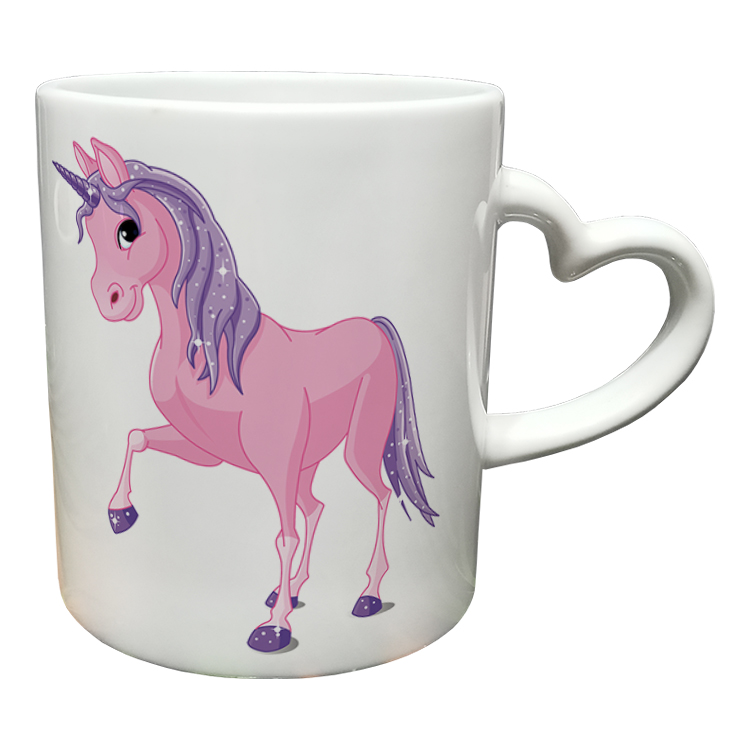 ماگ مدل دسته قلبی طرح یونیکورن کد 57