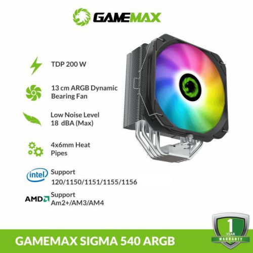 سیستم خنک کننده بادی گیم مکس مدل Sigma 540 ARGB (استوک)بدون جعبه