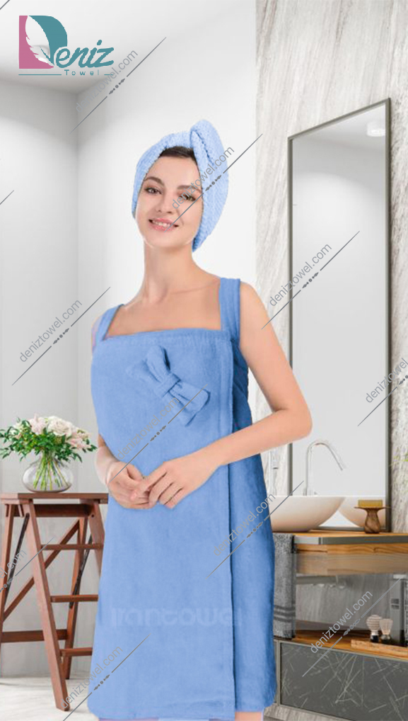 حوله سونایی طرح ساده رنگ آبی روشن