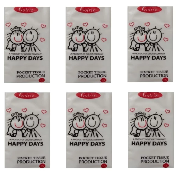 دستمال کاغذی جیبی 15 برگ گلریز مدل soft بسته 6 عددی