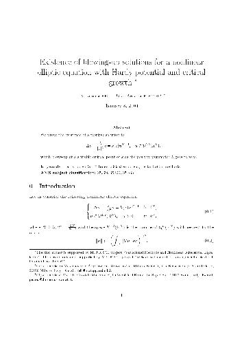 خرید و دانلود نسخه کامل کتاب Existence of blowing-up solutions for a nonlinear elliptic equation with Hardy potential and critical growth