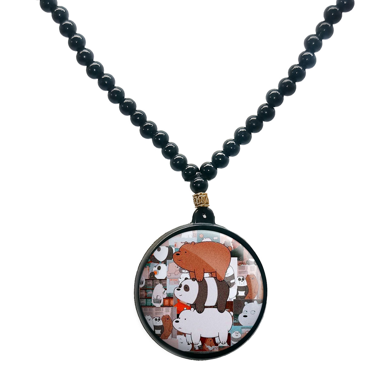 گردنبند پرمانه طرح خرس‌های کله‌فندقی کد pmd.10225 مدل دو طرفه