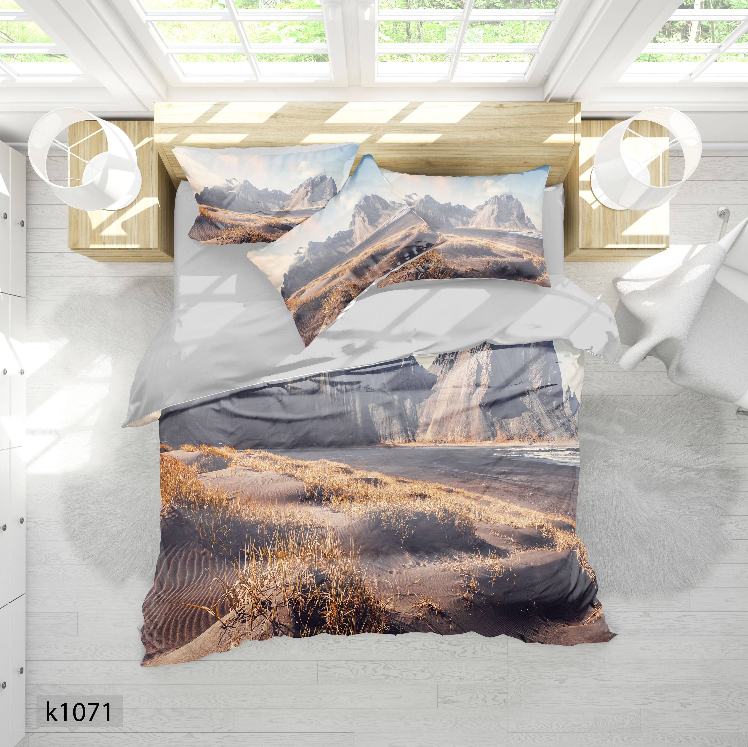 ست رو تختی چاپی 6 تیکه کالیفرنیا 2نفره   کد1071