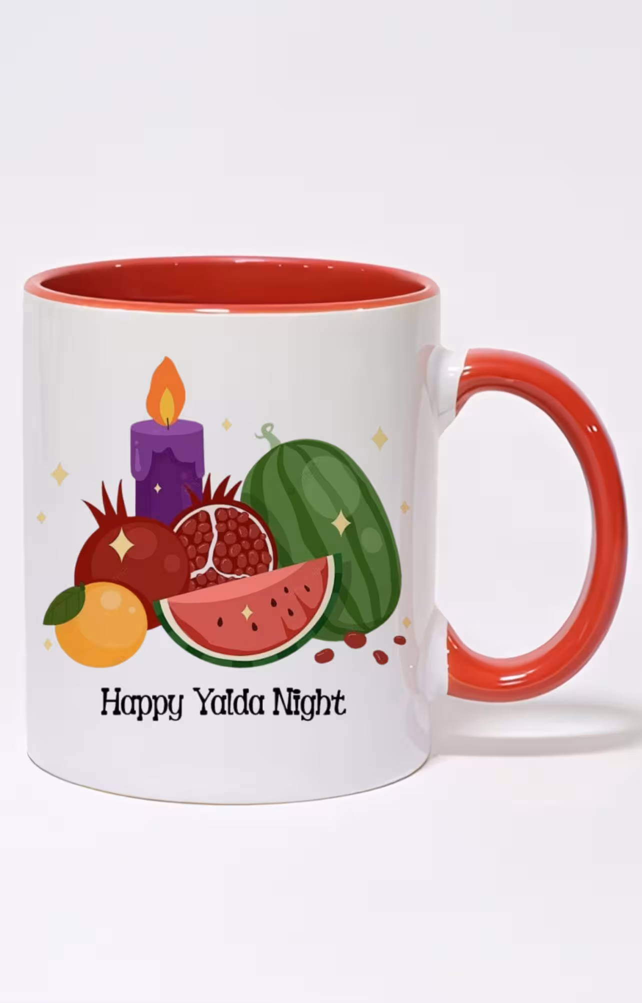 ماگ دسته و داخل رنگی طرح happy yalda night کد 10380
