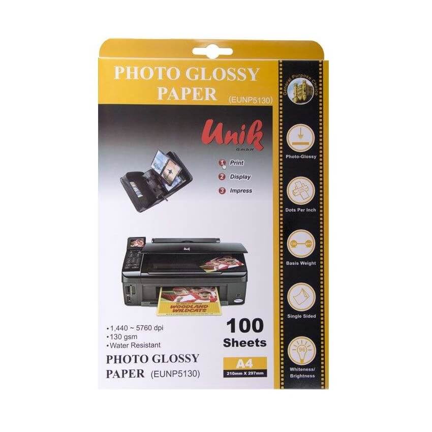 کاغذ فتو گلاسه براق 130 گرم RC یونیک سایز A4
