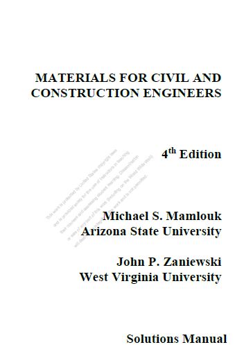 خرید و دانلود نسخه کامل کتاب [Soultion Manual   Resources] Materials for Civil and Construction Engineers (4th Edition) - Pdf