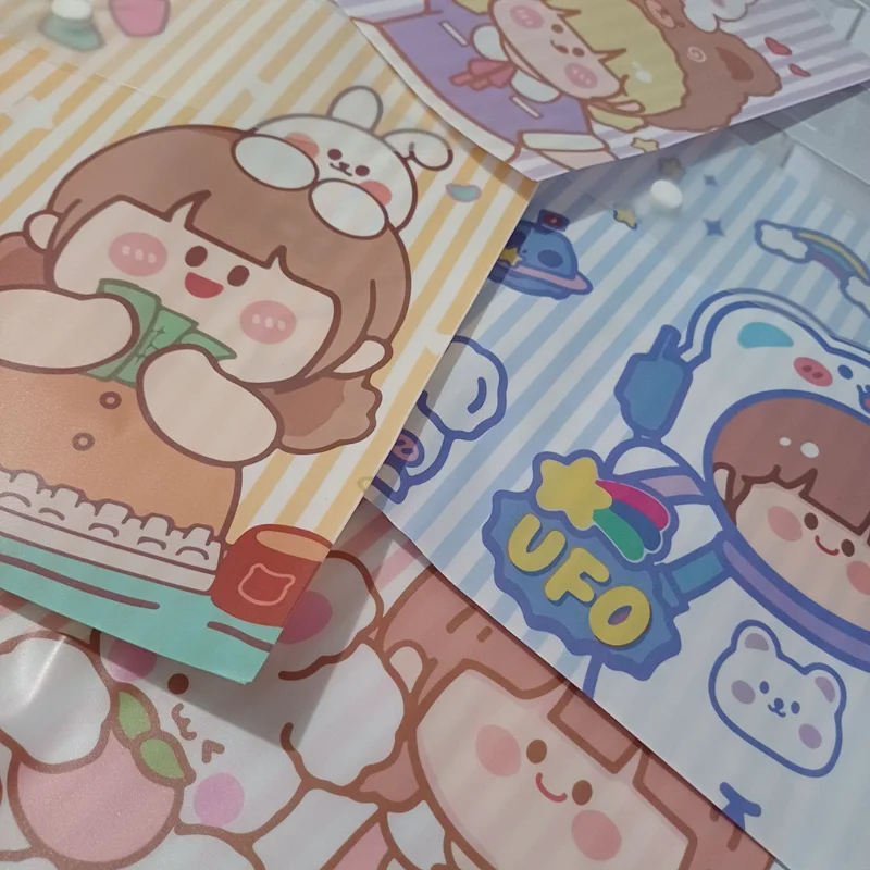 پوشه A4 دکمه دار دختر راه راه