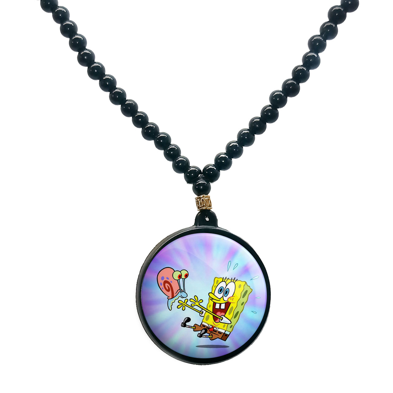 گردنبند پرمانه طرح باب اسفنجی کد pmd.1601 مدل دو طرفه