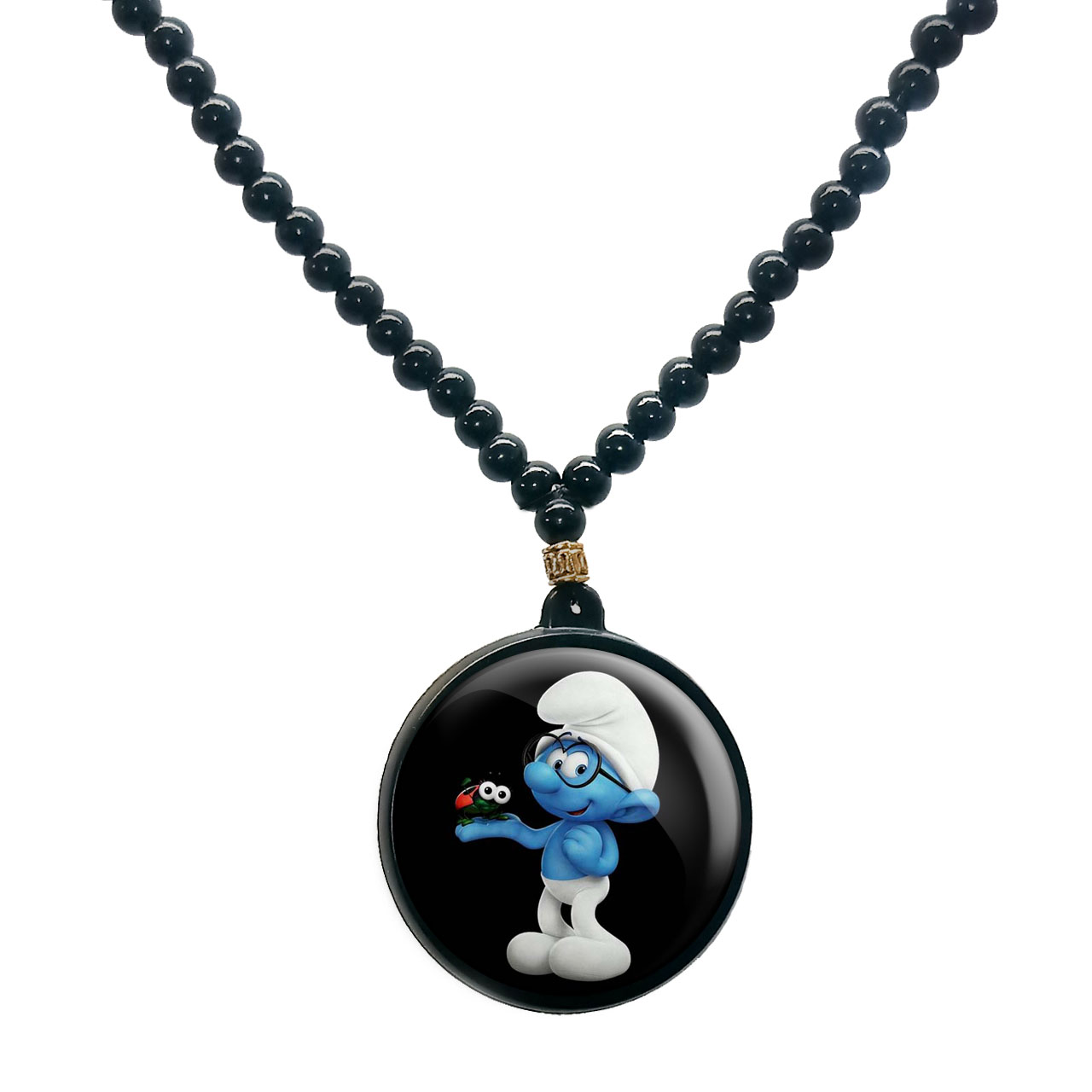 گردنبند پرمانه طرح اسمورف کد pmd.10545 مدل دو طرفه