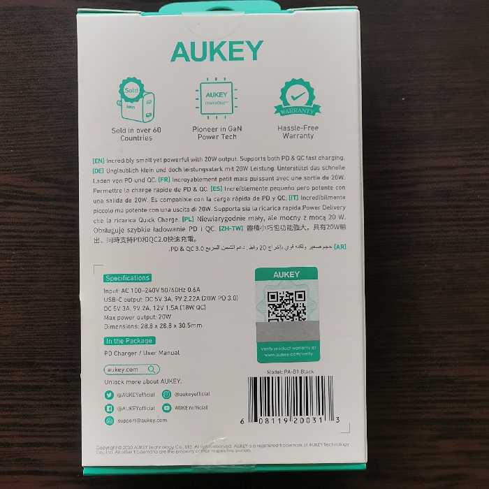 آداپتور  اورجینال 20 w برندAUKEY