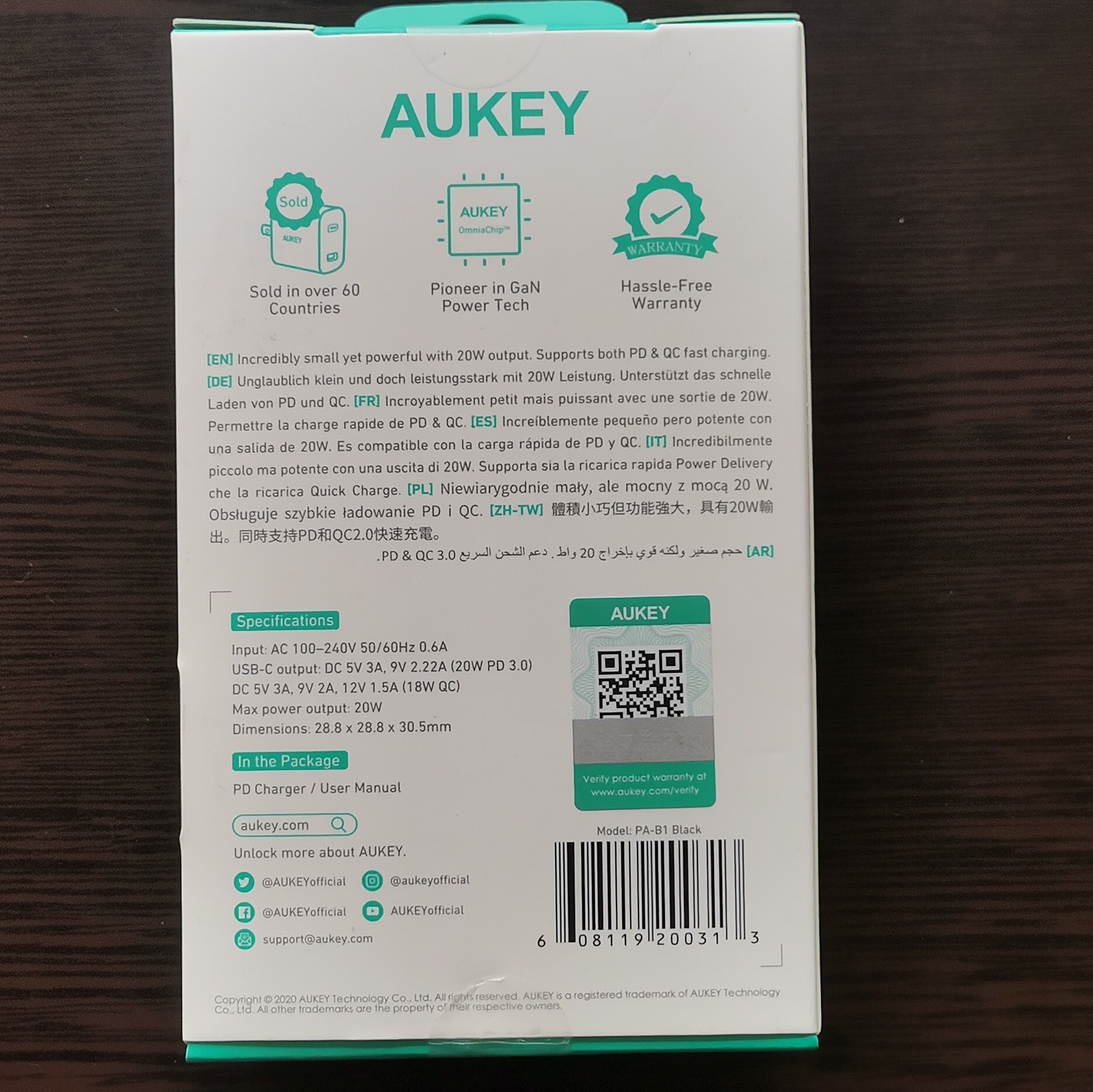آداپتور  اورجینال 20 w برندAUKEY