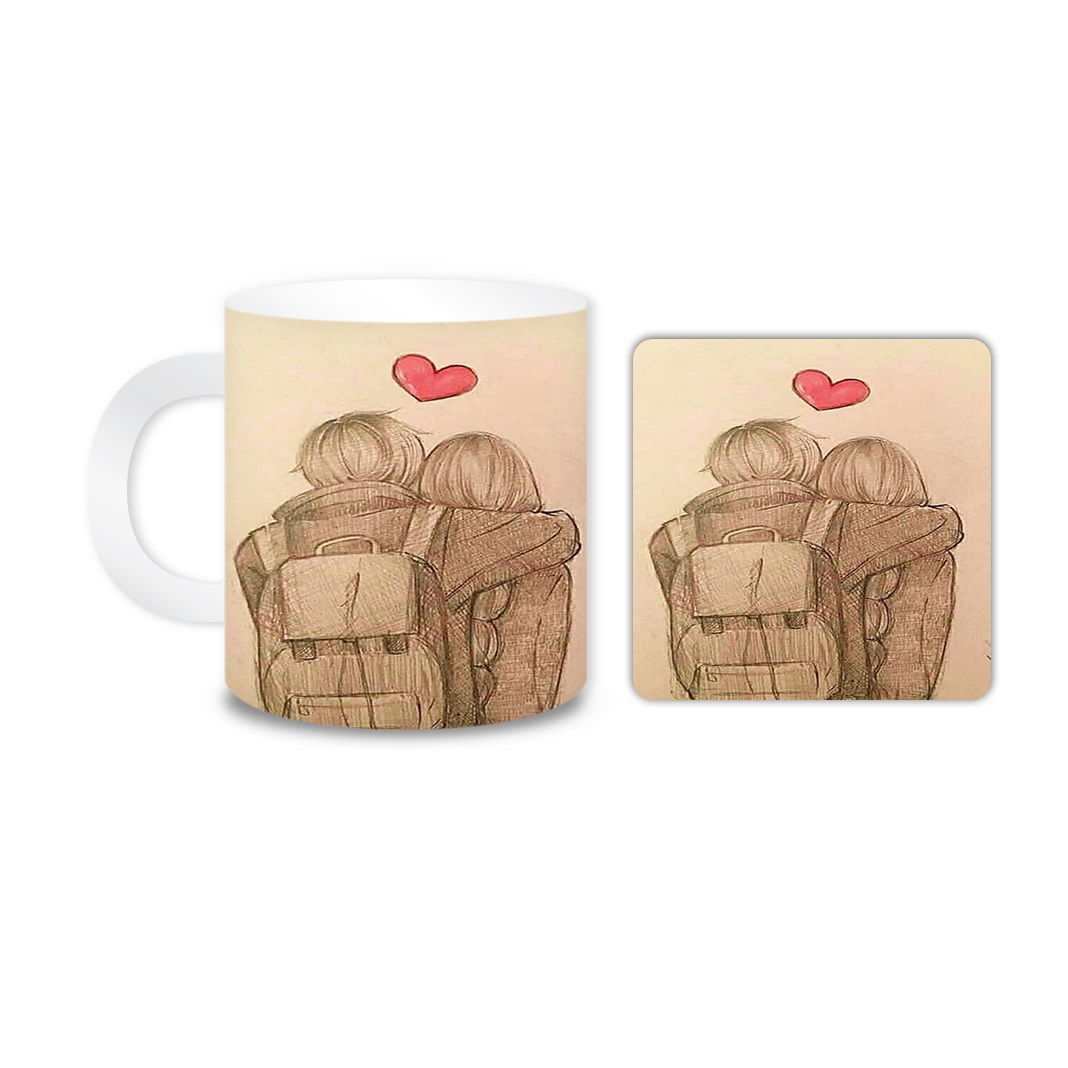 ماگ مدل عاشقانه کد 255 به همراه زیر لیوانی