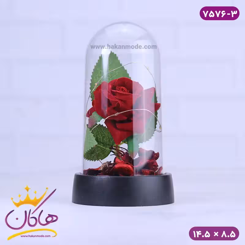 حباب شیشه ای چراغ دار گل سرخ 7576/3
