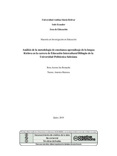 خرید و دانلود نسخه کامل کتاب Análisis de la metodología de enseñanza-aprendizaje de la lengua kichwa en la carrera de Educación Intercultural Bilingüe (EIB) de la Universidad Politécnica Salesiana
