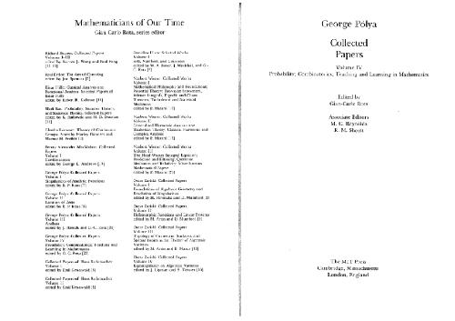 خرید و دانلود نسخه کامل کتاب Collected Papers - vol 4: Probability: Combinarorics: Teaching and Learning in Mathematics