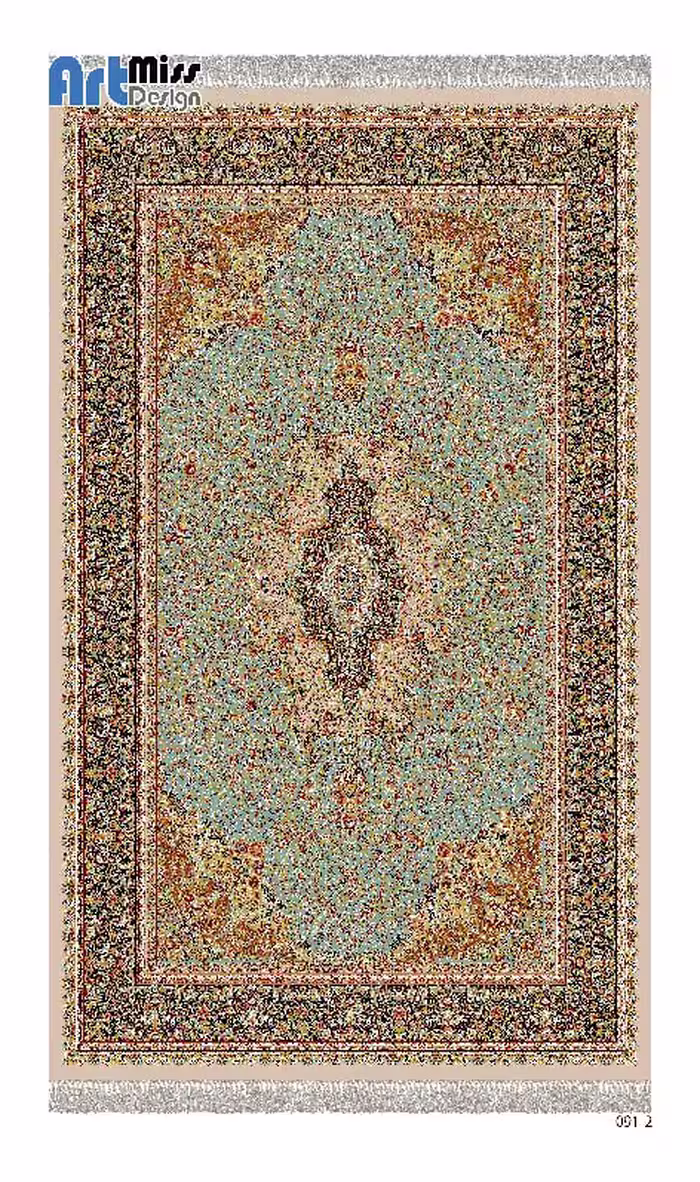 فرشینه و قالیچه درجه1 در ابعاد متنوع با ترمز فرش زمینه اسلیمی فیروزه ای ترک سنتی