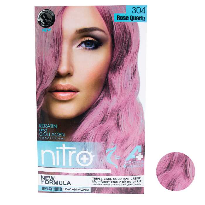  کیت رنگ مو و ابرو نیترو پلاس شماره 304 حجم 100 میلی لیتر رنگ کوارتز صورتی