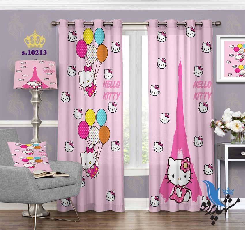 پرده پانچ کودکانه طرح گربه S10213