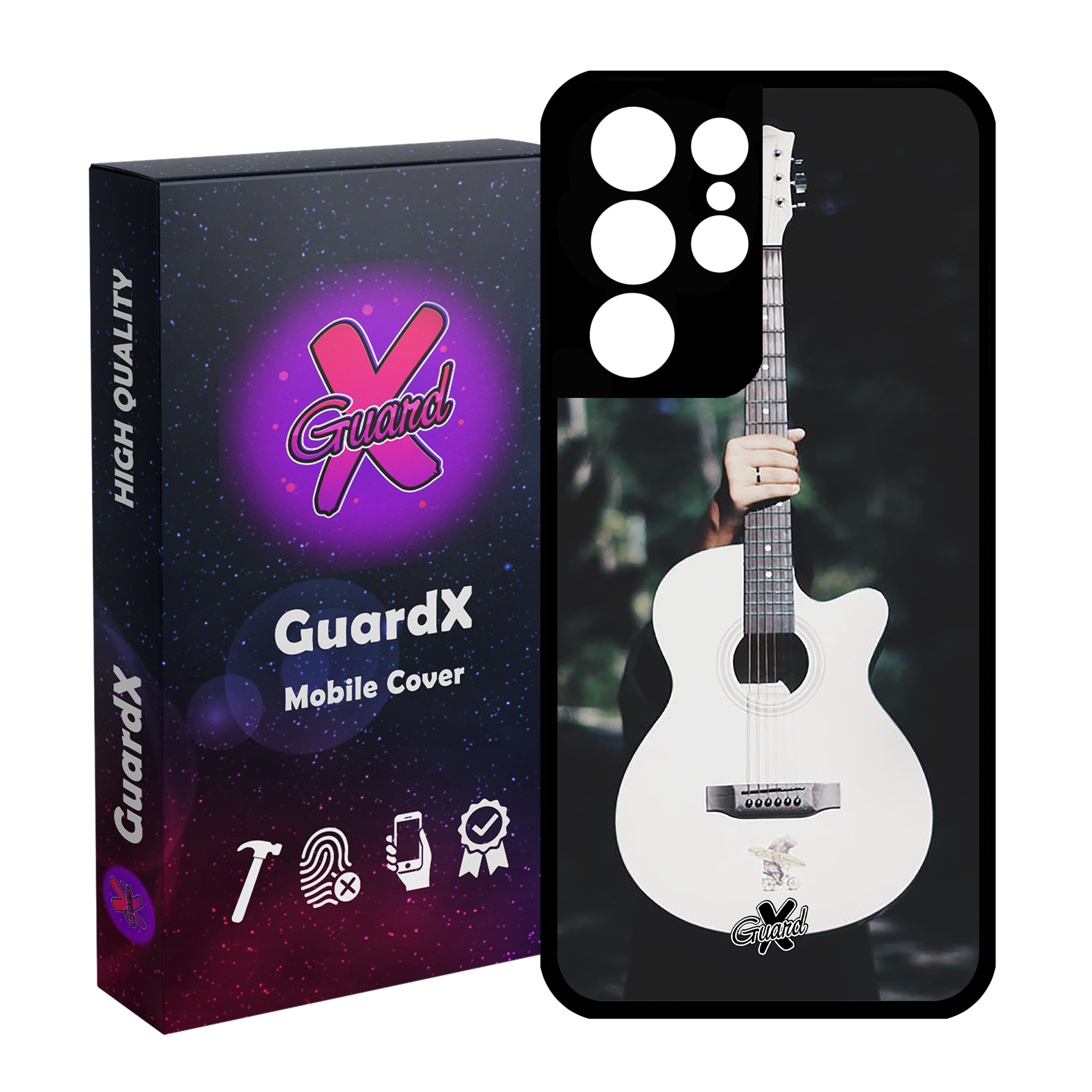 کاور گارد ایکس طرح گیتار مدل Glass10263 مناسب برای گوشی موبایل سامسونگ Galaxy S21 Ultra