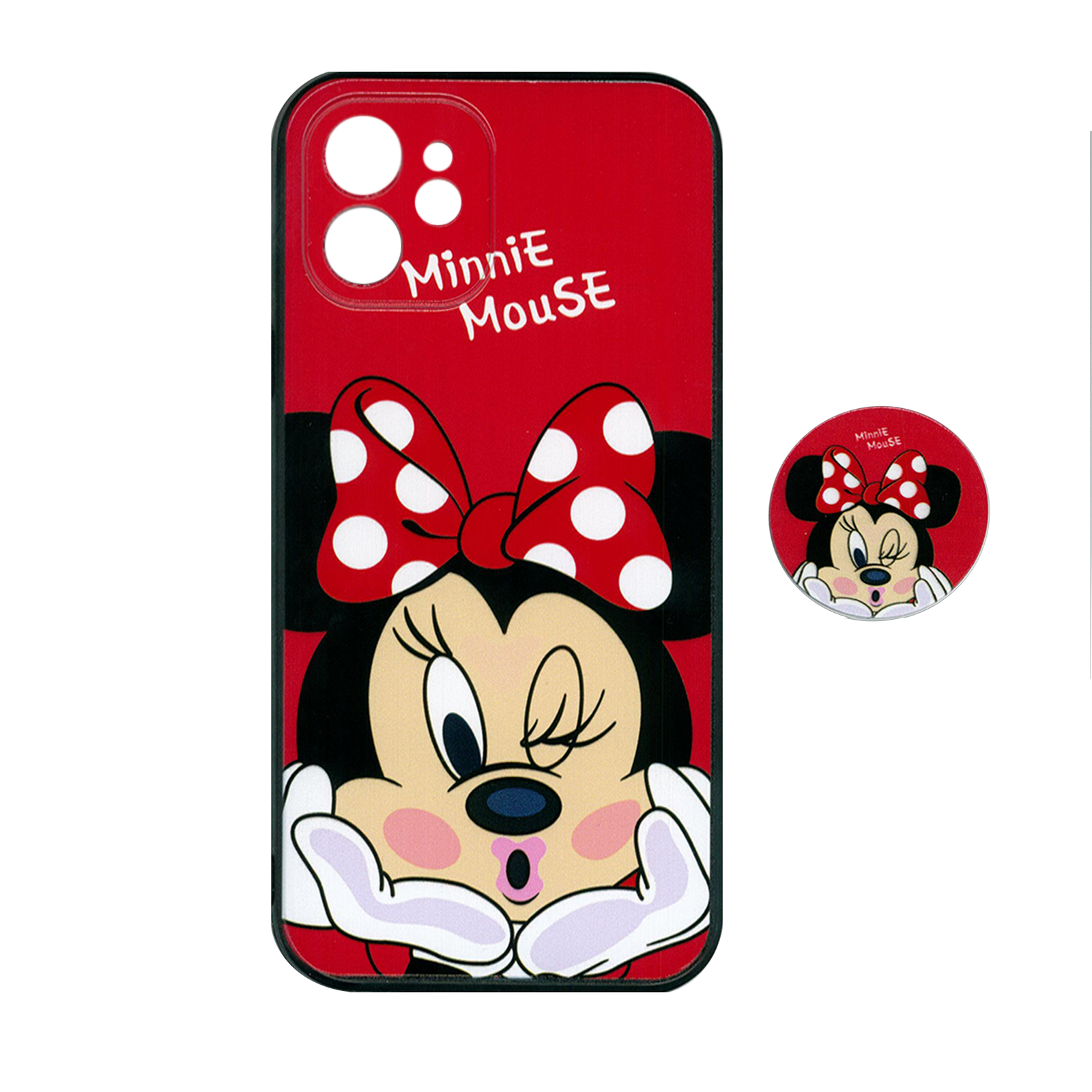 کاور طرح Minni mouse کد 32111 مناسب برای گوشی موبایل Iphone 12 pro به همراه پاپ سوکت
