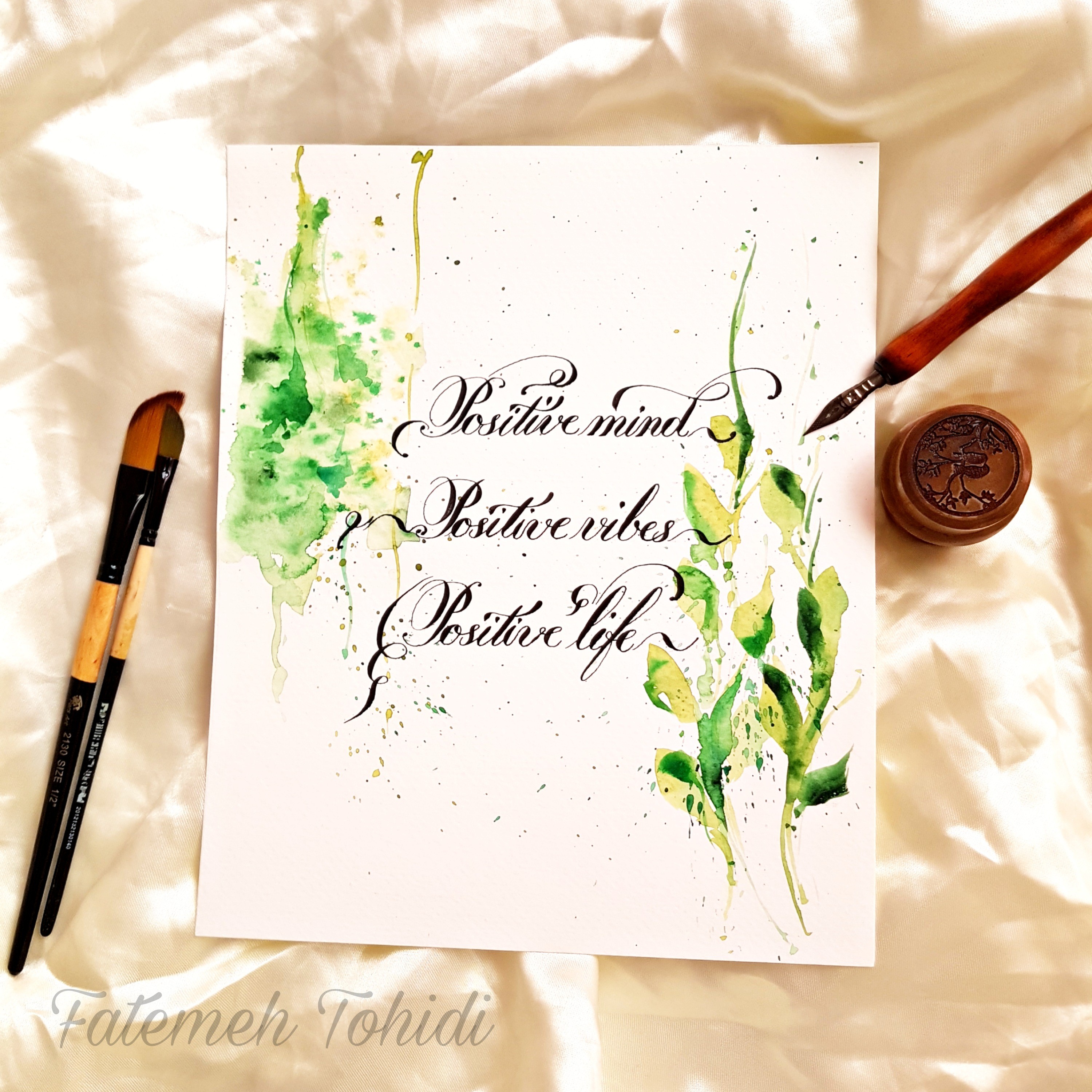 نقاشی دکوراتیو ترکیب آبرنگ و کالیگرافی (22 در 26)