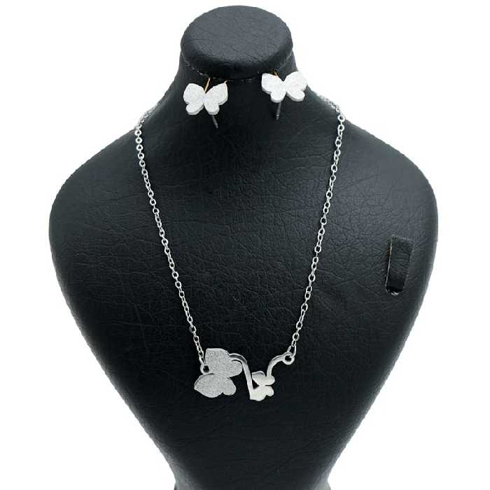 نیم ست شنی نقره ای پروانه ای 71961