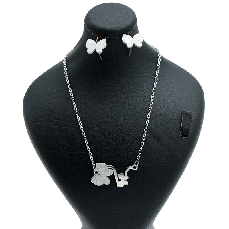 نیم ست شنی نقره ای پروانه ای 71961