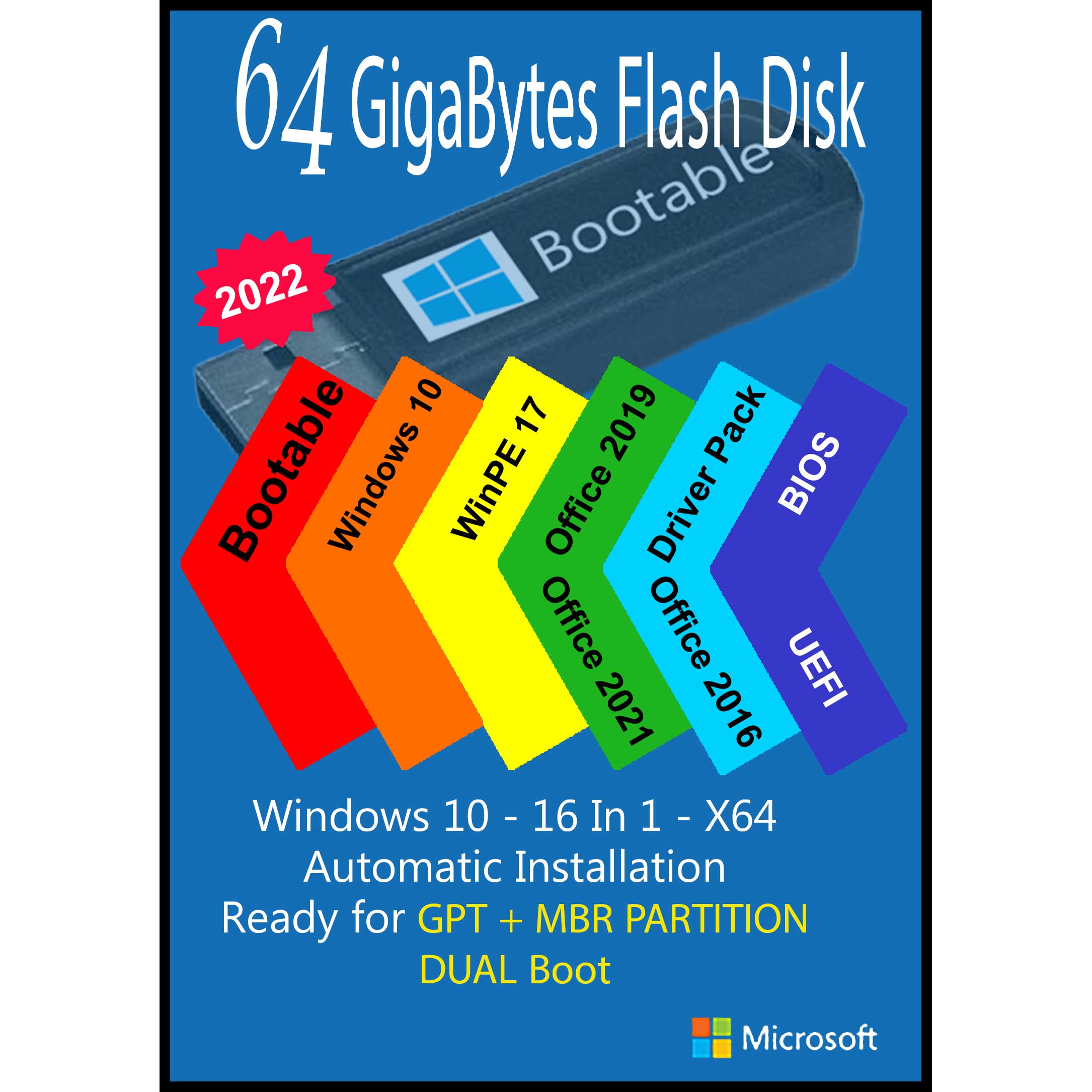 سیستم عامل Windows 10 AIO 16In1 X64 - Driver Pack 2022 - Office 2016-2019-2021 Pro Plus  نشر مایکروسافت