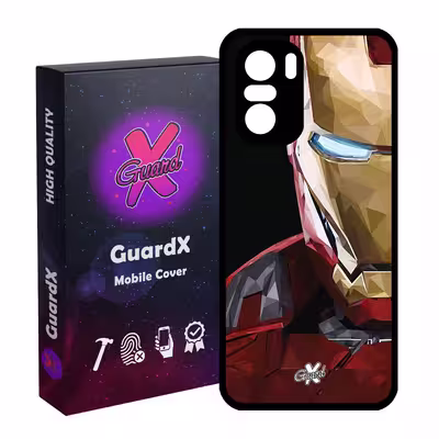کاور گارد ایکس طرح Iron Man مدل Glass10048 مناسب برای گوشی موبایل شیائومی Poco F3/MI 11X/MI 11X Pro/Redmi K40/K40 Pro