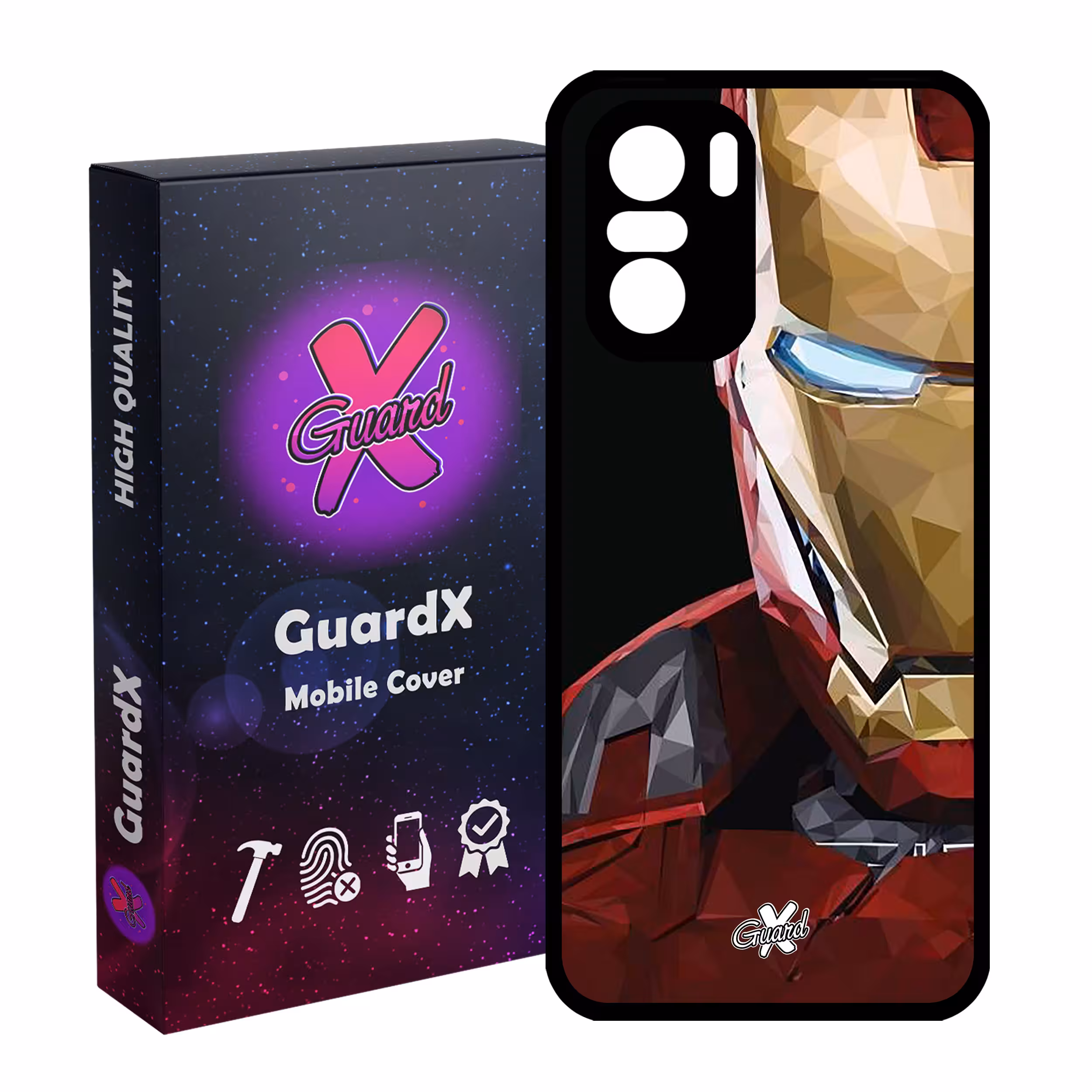 کاور گارد ایکس طرح Iron Man مدل Glass10048 مناسب برای گوشی موبایل شیائومی Poco F3/MI 11X/MI 11X Pro/Redmi K40/K40 Pro