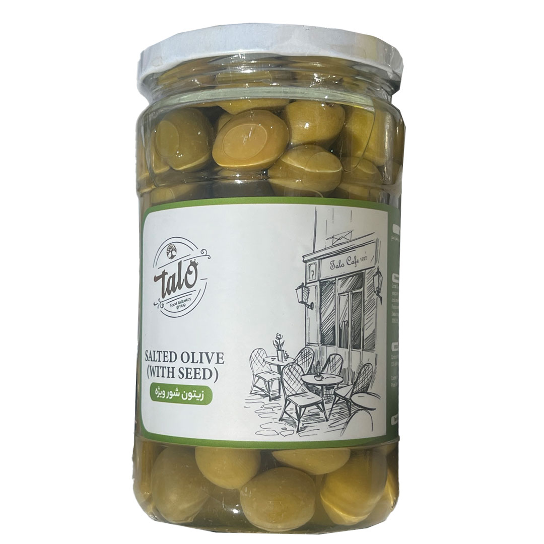 زیتون باهسته شیشه 700 گرم تالو