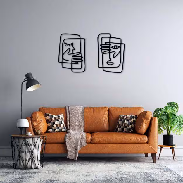دیوارکوب ماهوت طرح صورت پیکاسو مجموعه 2 عددی 